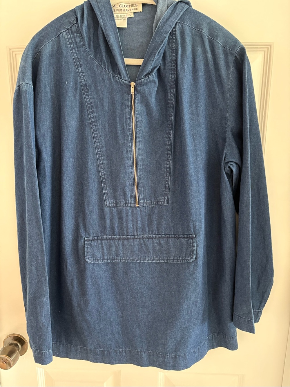 Saks Fifth Avenue Real Clothes Blue Denim Like Hoodie